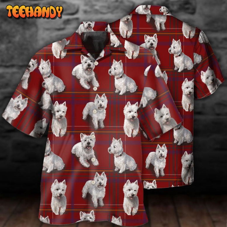 West Highland Terrier Dog Lover Red Background Hawaiian Shirt