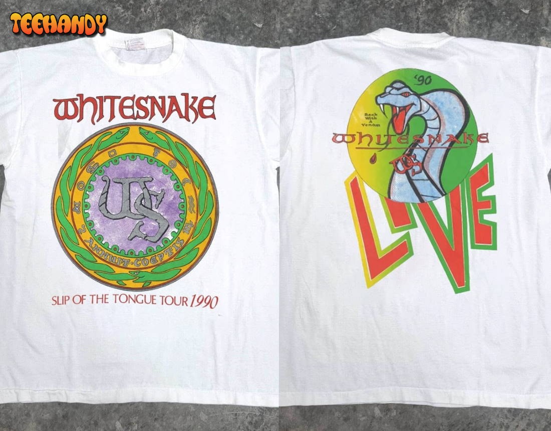 Whitesnake Slip Of The Tongue Tour 1990 T-Shirt, Whitesnake Live On Tour ’90 T-Shirt