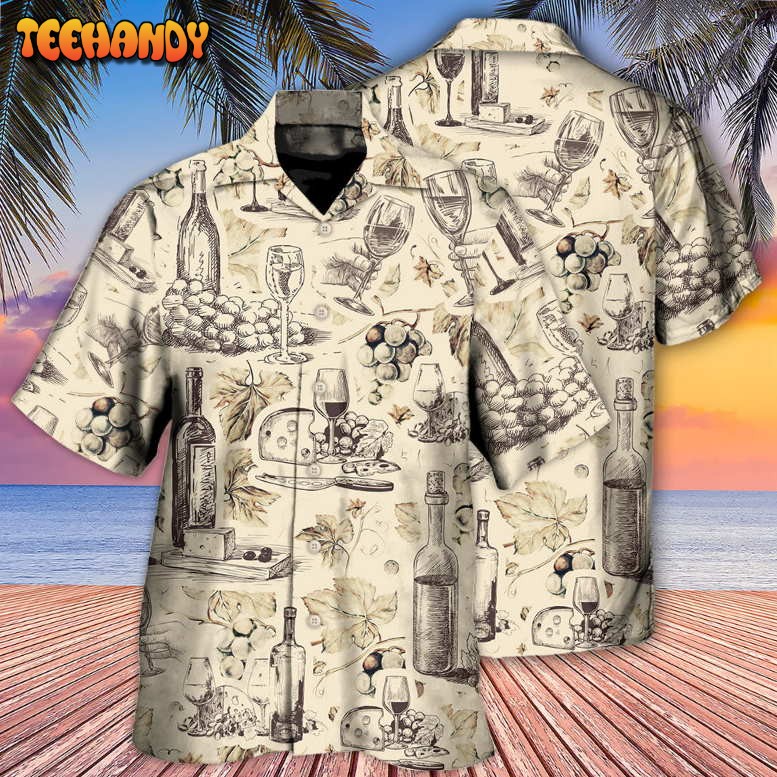 Wine And Grape Retro Art Hawaiian Shirt