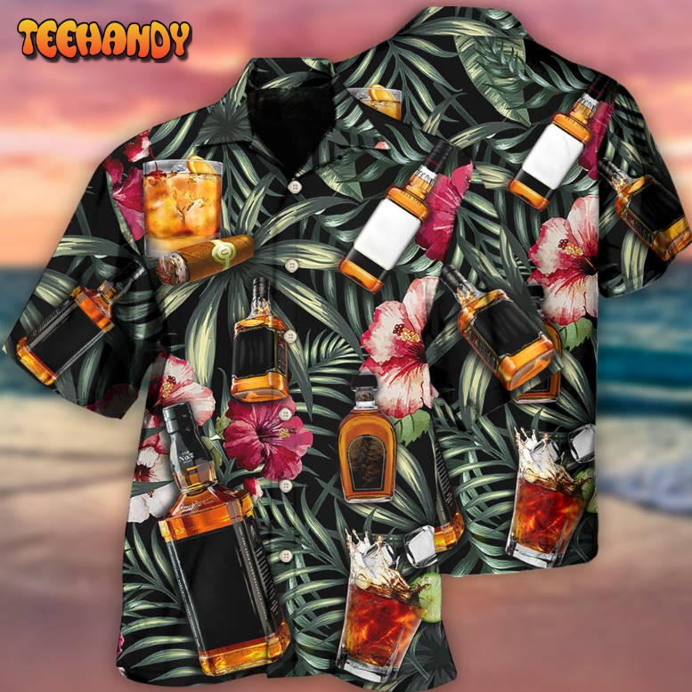 Wine Bourbon Tropical Leaf Hawaiian Shirt