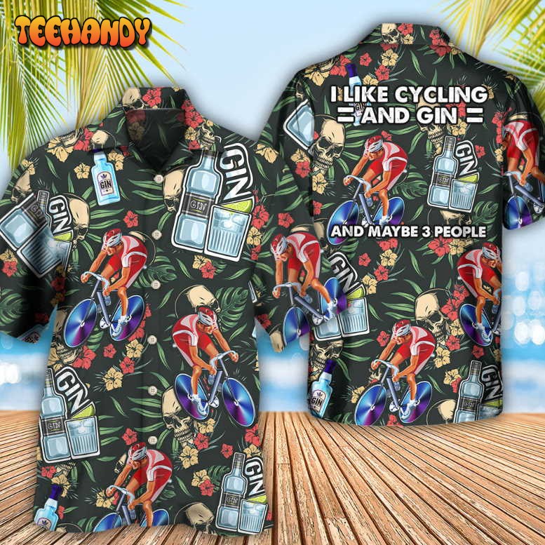 Wine Gin I Like Cycling And Gin Hawaiian Shirt