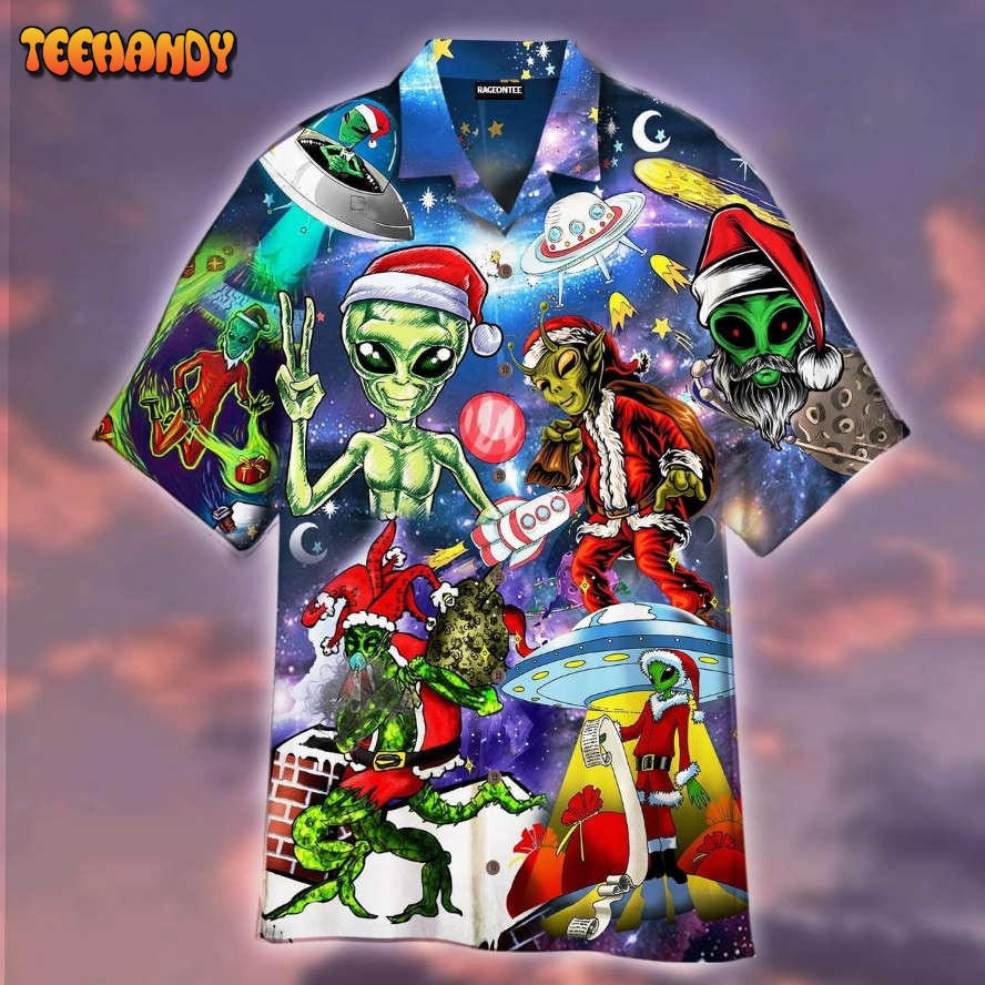 Alien Santas Christmas In The Galaxy Hawaiian Shirt