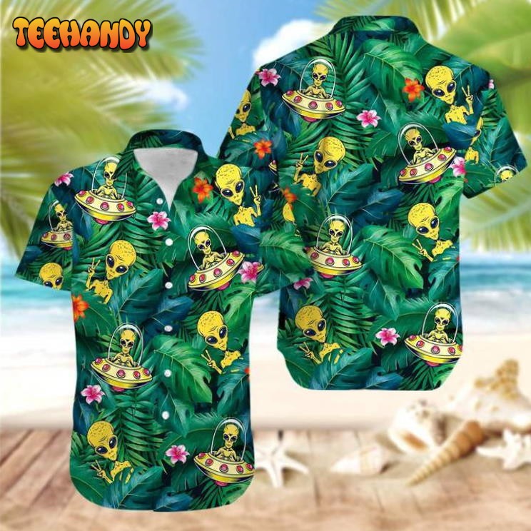 Alien Ufo Hippie Peace Life Hawaiian Shirt