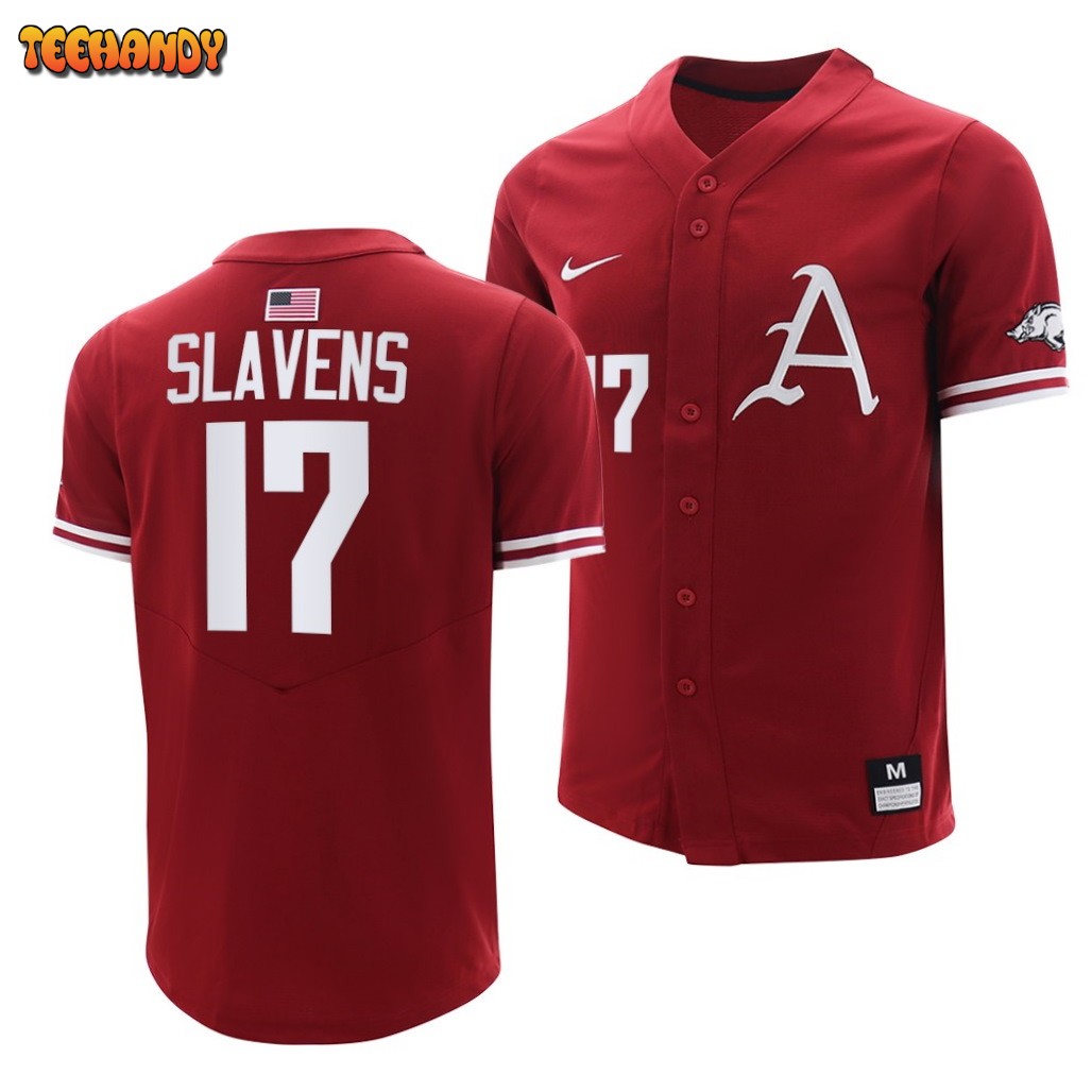 Arkansas Razorbacks Brady Slavens College Baseball Jersey Cardinal