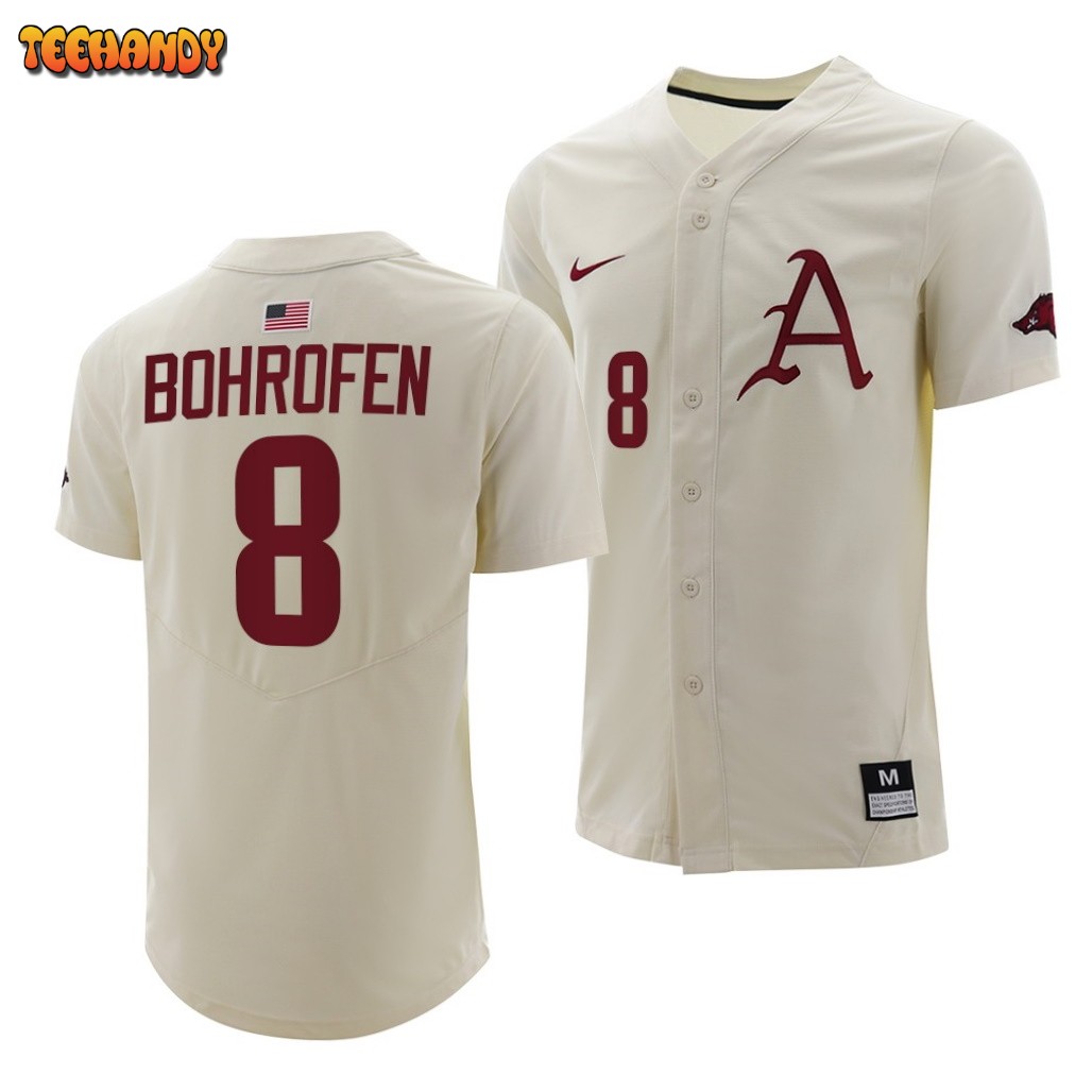 Arkansas Razorbacks Jace Bohrofen College Baseball Jersey Natural