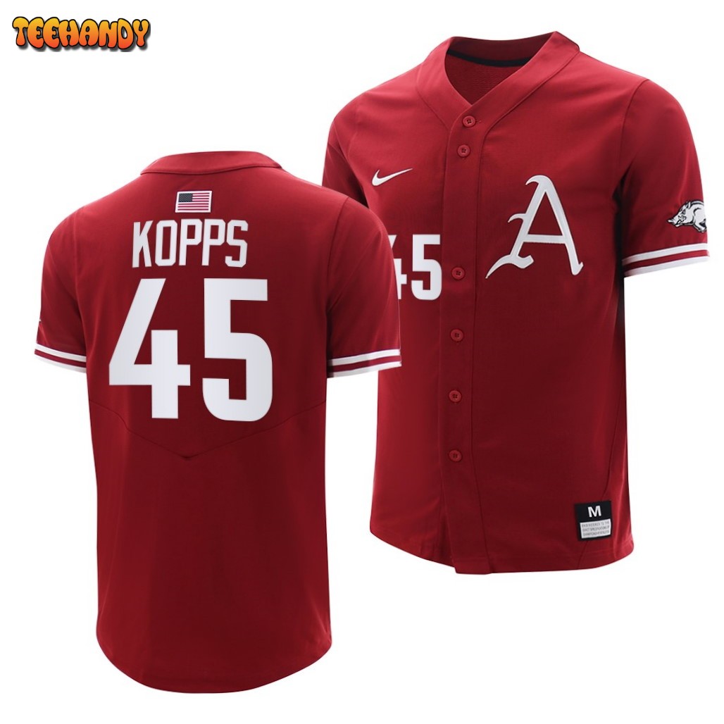 Arkansas Razorbacks Kevin Kopps College Baseball Jersey Cardinal