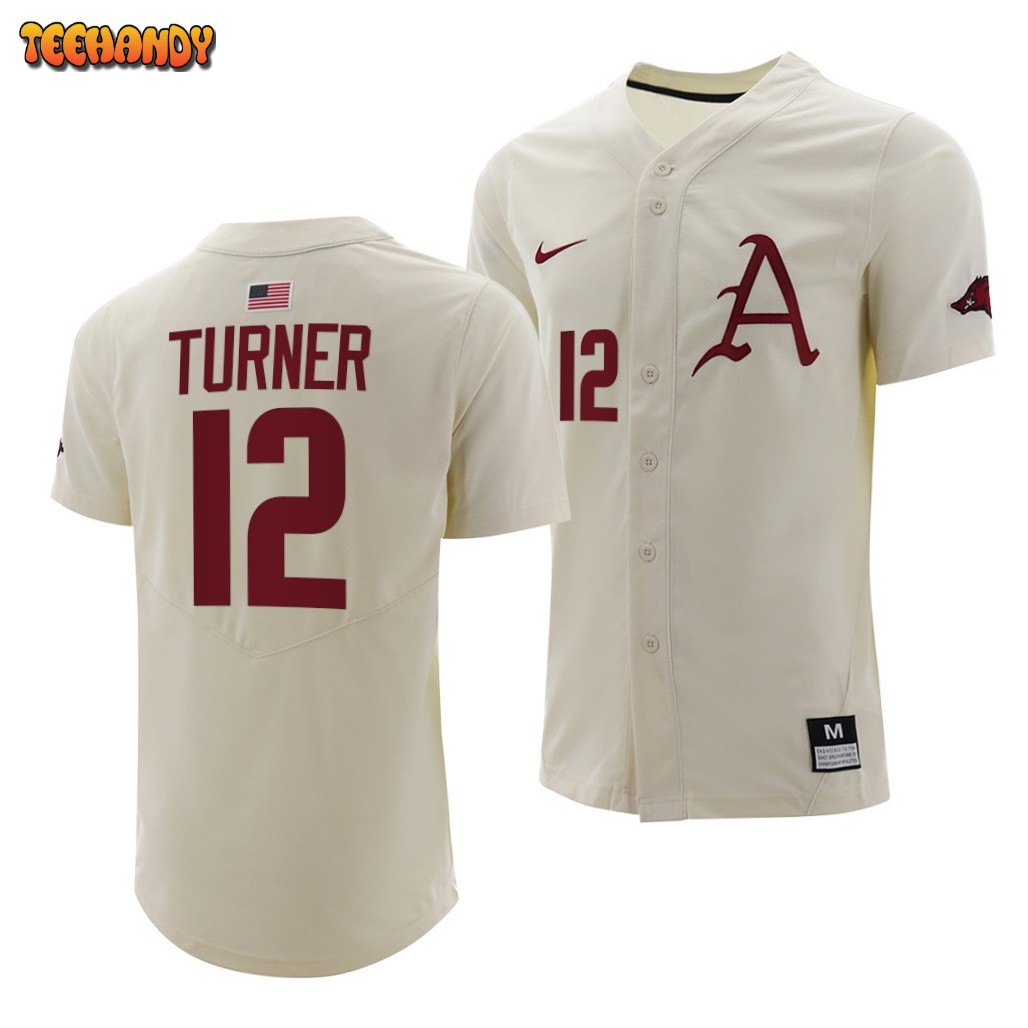 Arkansas Razorbacks Michael Turner College Baseball Jersey Natural