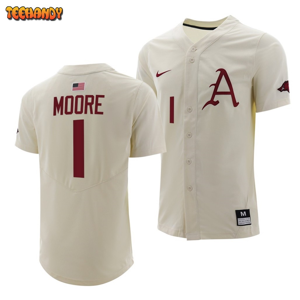 Arkansas Razorbacks Robert Moore College Baseball Jersey Natural