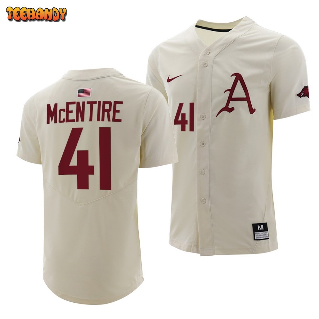 Arkansas Razorbacks Will McEntire College Baseball Jersey Natural