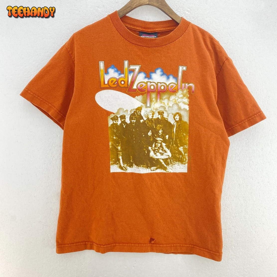 Artimonde Led Zeppelin Rock Band Orange Vintage T-shirt