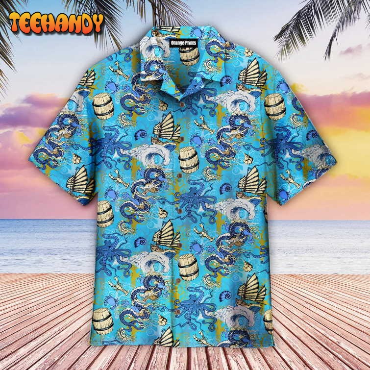 Asian Dragon, Octopus And Sea Voyages Hawaiian Shirt