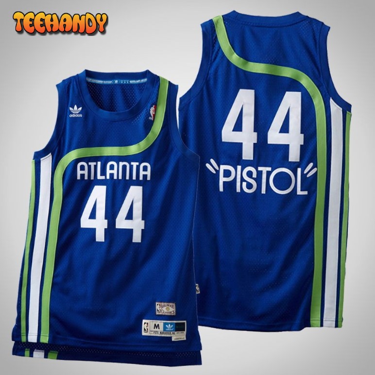 Atlanta Hawks Pistol Pete Maravich Blue Throwback Jersey