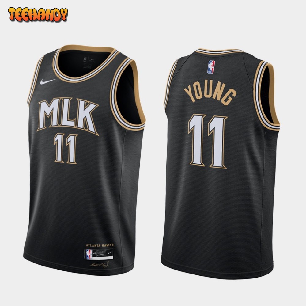 Atlanta Hawks Trae Young 2021 MLK City Black Jersey