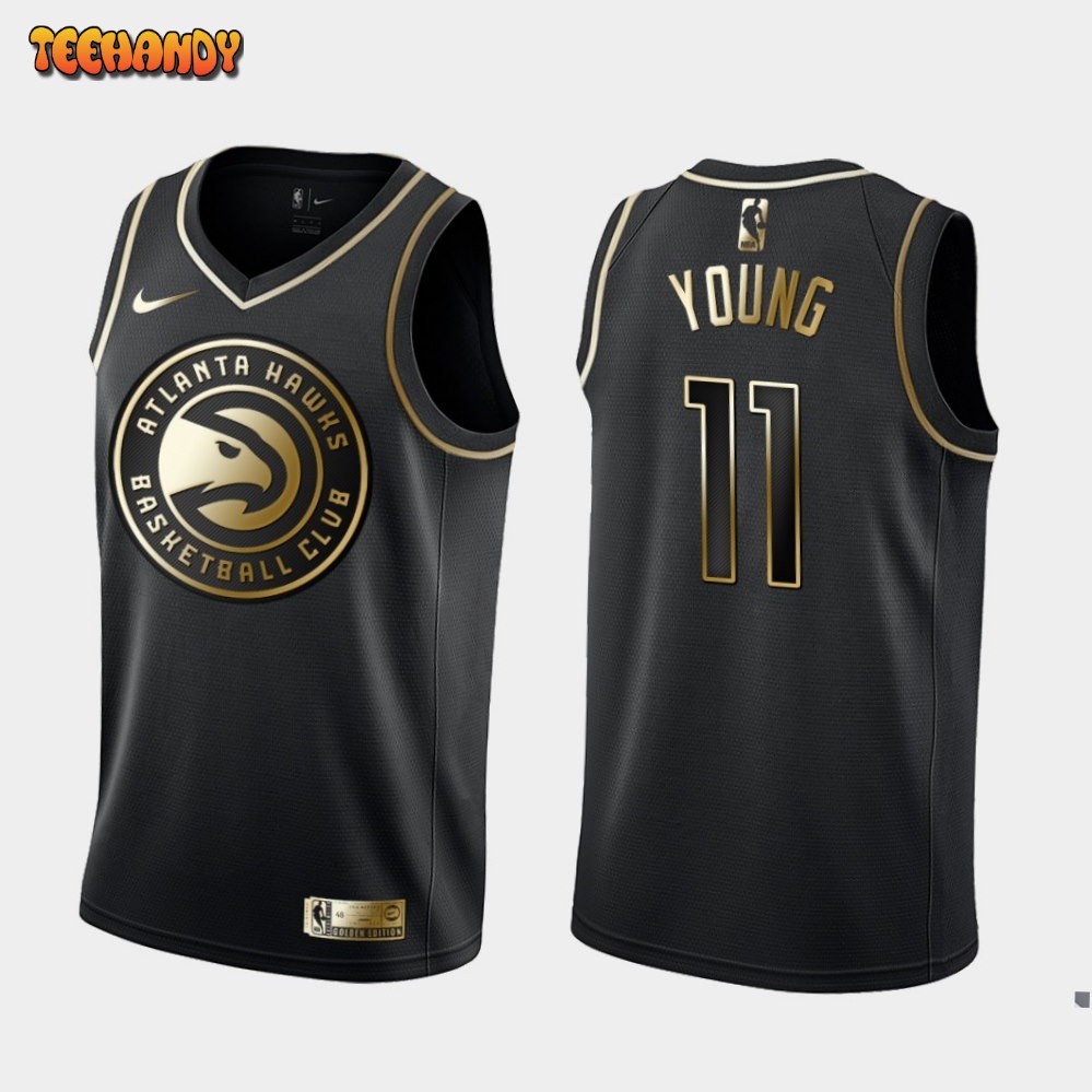 Atlanta Hawks Trae Young Black Golden Jersey