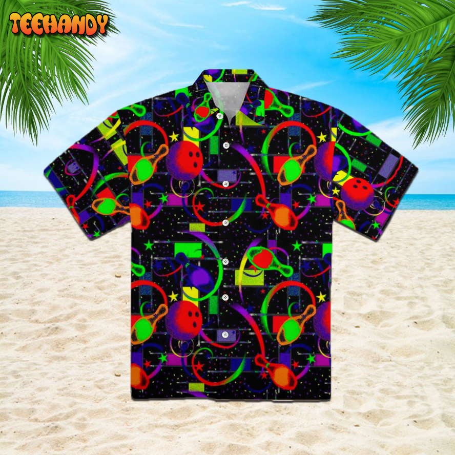 Awesome Bowling In Space Colorful Light Hawaiian Shirt