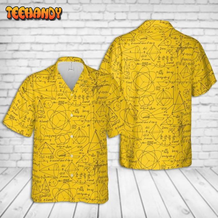 Back To School Math Education Pattern Yellow Hawaiian Shirt