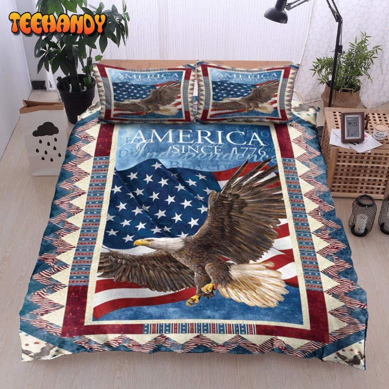 Bald Eagle American Flag Bed Sheets Duvet CoverBedding Sets