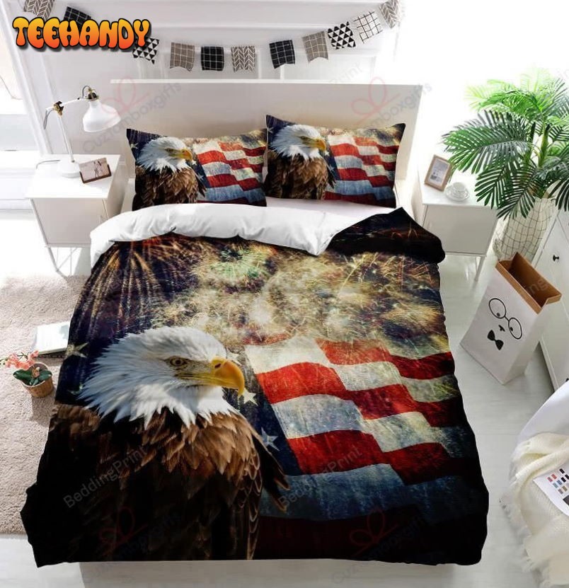 Bald Eagle American Flag Fireworks Bedding Sets