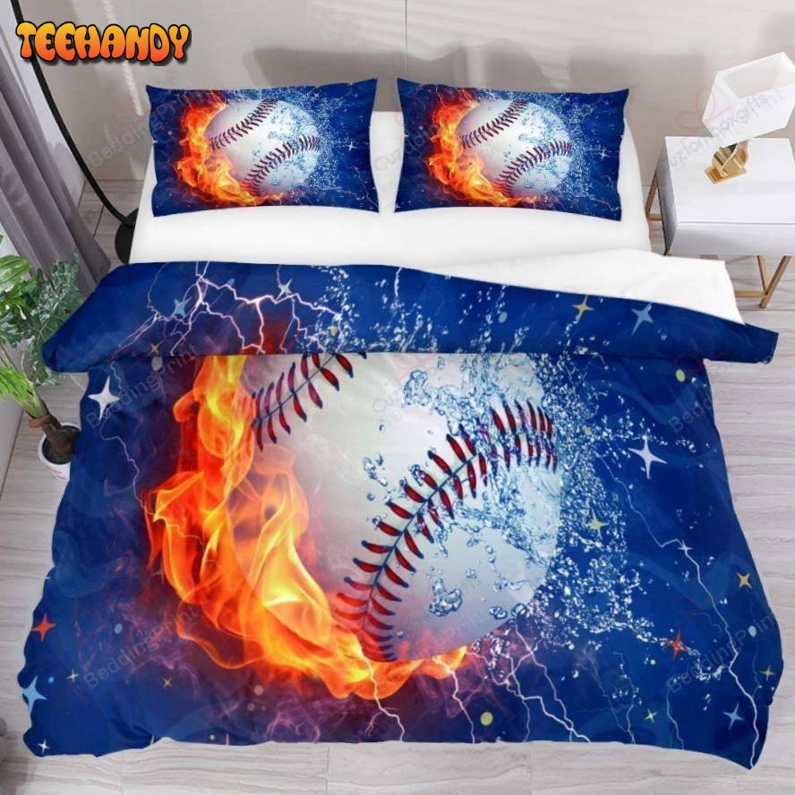 Baseball Water And Fire Duvet Cover Bedding Set