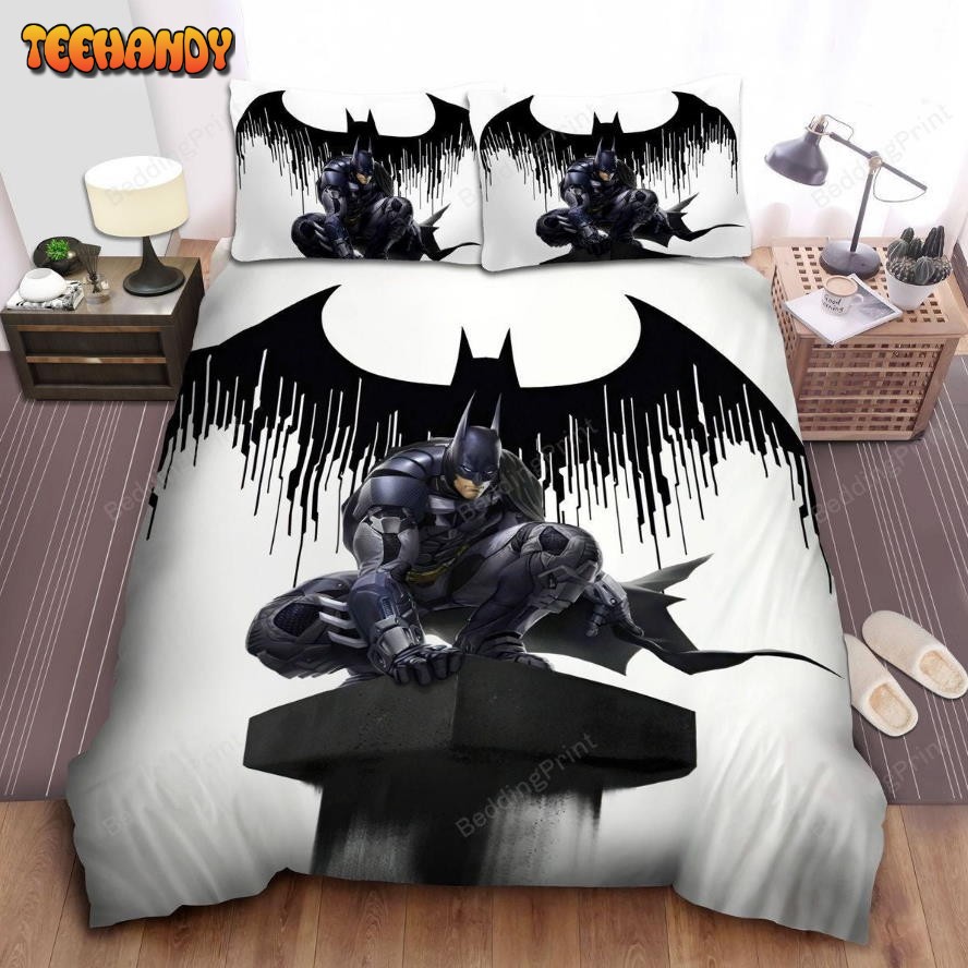 Batman Perched On A Pillar Statue Digital Art Duvet Cover Bedding Sets