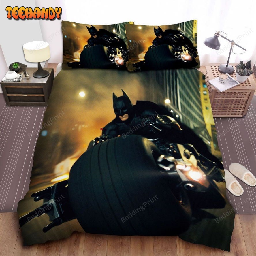 Batman The Dark Knight And His Batcycle Duvet Cover Bedding Sets