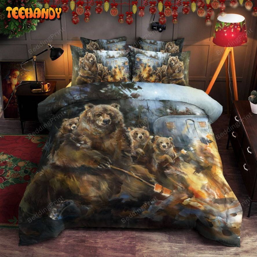 Bear Go Camping Bed Sheets Duvet Cover Bedding Sets