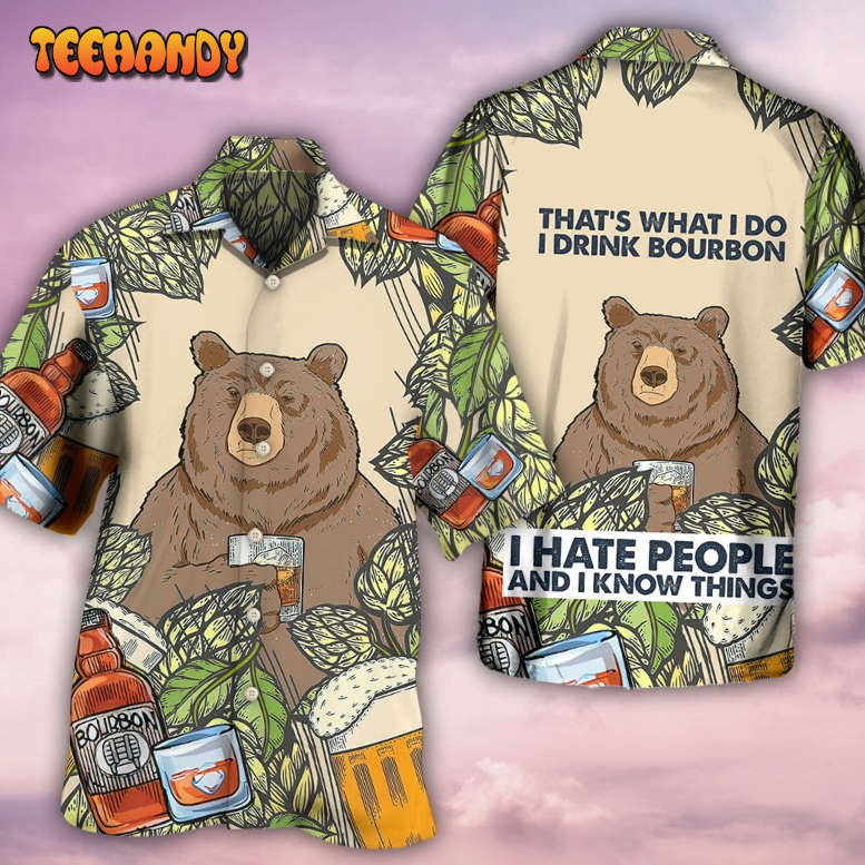 Bear I Drink Bourbon Hawaiian Shirt