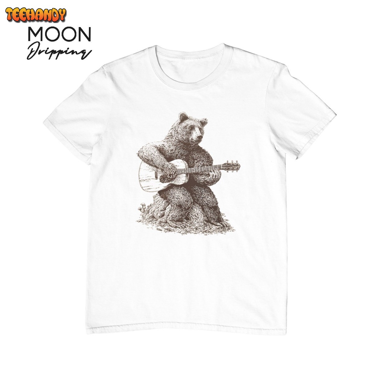 Bear Playing Guitar Retro Classic Unisex T-shirt