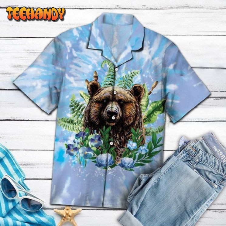 Bear Tie Dye Aloha Hawaiian Shirt