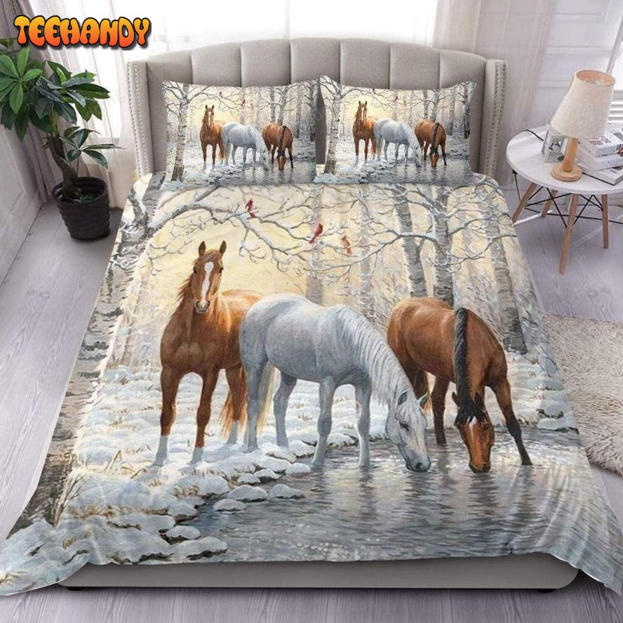 Beautiful Horse In The Winter Duvet Cover Bedding Sets