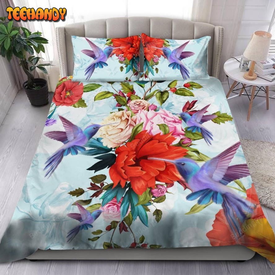 Beautiful Hummingbird With Flowers Duvet Cover Bedding Sets