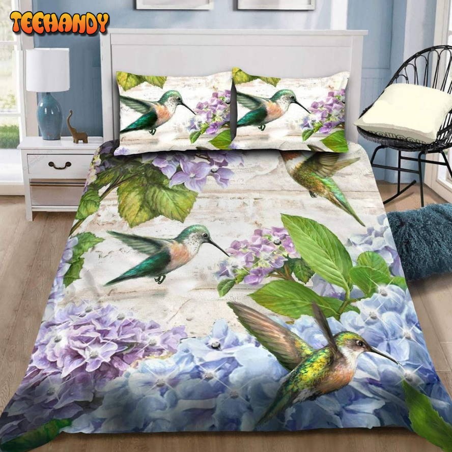 Beautiful Hummingbird With Hydrangea Duvet Cover Bedding Sets