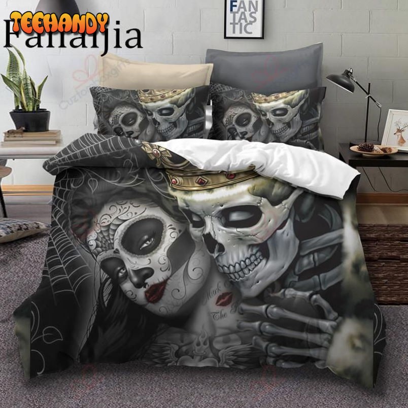 Beauty King And Queen Sugar Skull Duvet Cover Bedding Sets