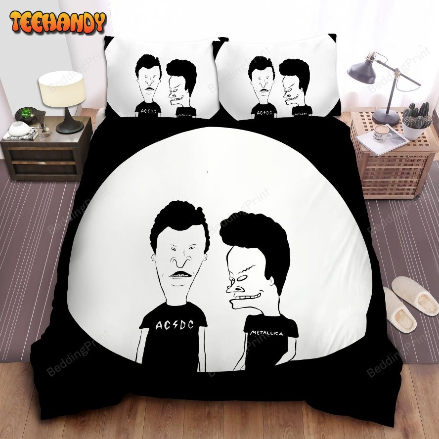 Beavis And Butt-Head In Black White Illustration Duvet Cover Bedding Sets