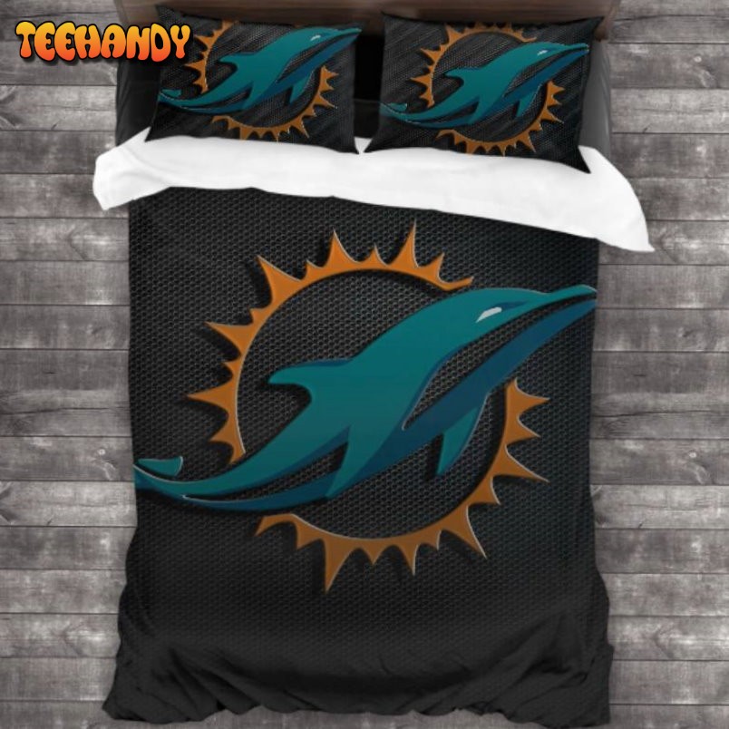 never fade 3 pieces nfl miami dolphins logo comforter Bedding Sets home  decor bedspread bed linen sheets bedclothes duvet blankets covers bedroom  idea in 2023