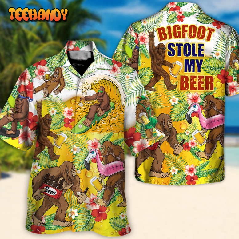 Beer Funny Bigfoot Stole My Beer Lover Beer Tropical Style Hawaiian Shirt