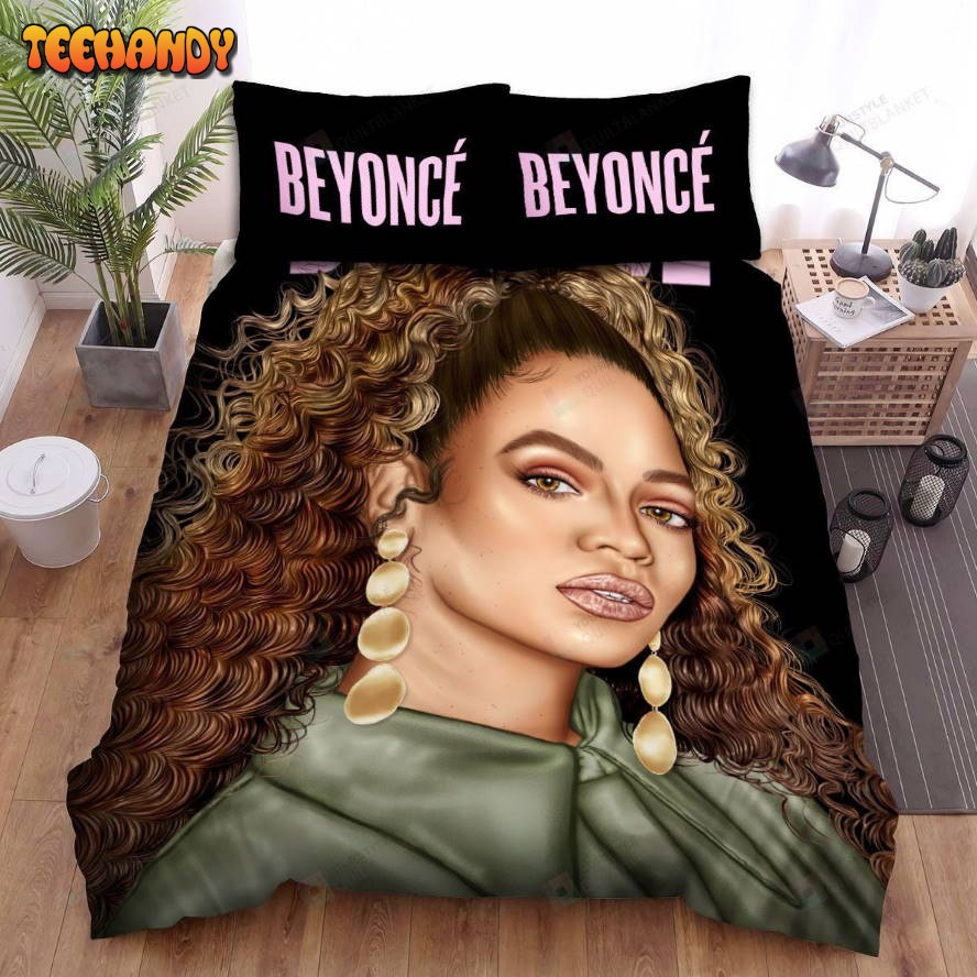 Beyonc With Her Curly Hair Digital Portrait Duvet Cover Bedding Sets