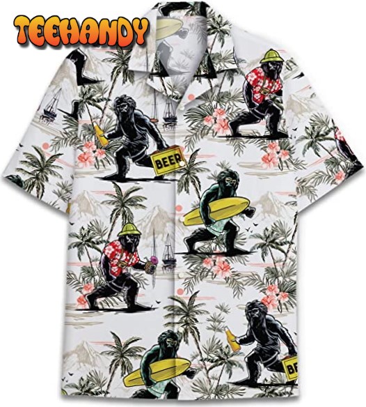 Bigfoot Surf And Drink Beer Hawaiian Shirt