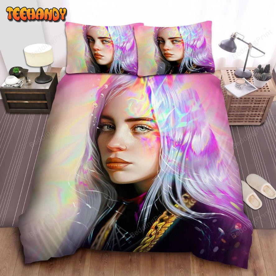 Billie Eilish In Colorful Digital Art Bed Sheets Duvet Cover Bedding Sets