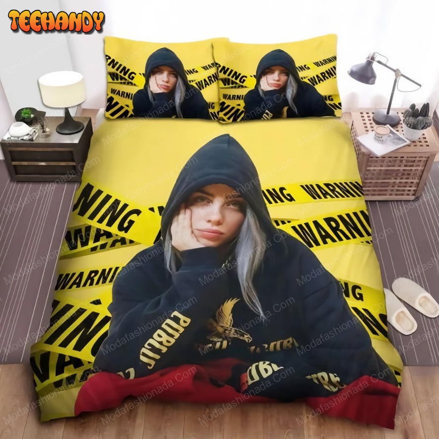 Billie Eilish In Warning Lines Background Photograph 21 Bedding Sets