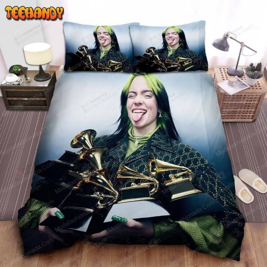 Billie Eilish with Her 5 Grammy Awards Bedding Sets