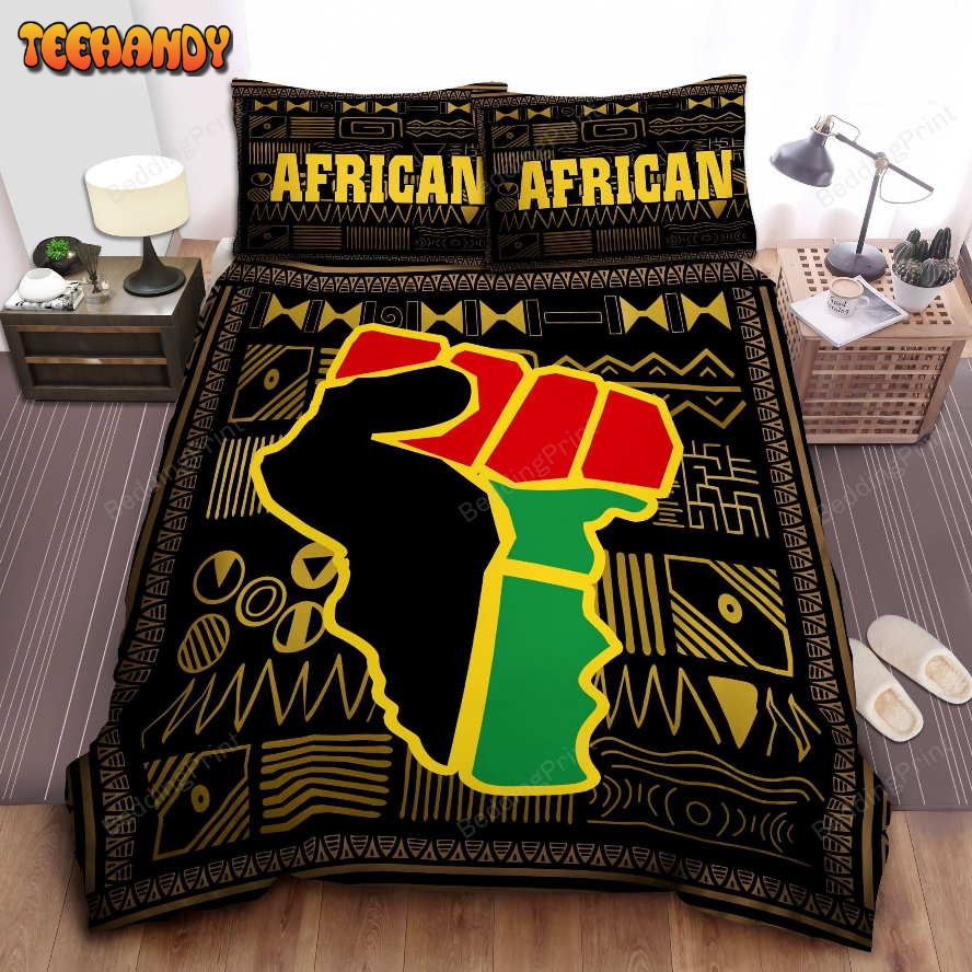 Black African Map With Pattern Duvet Cover Bedding Sets