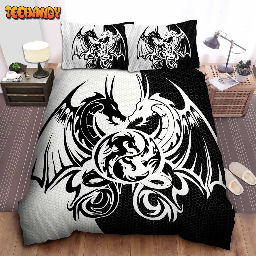 Black And White Dragon Art Duvet Cover Bedding Sets