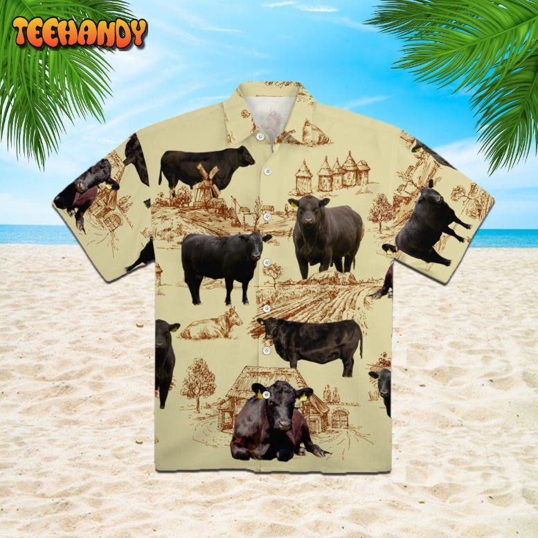 Black Angus Cattle Lovers Farm Hawaiian Shirt V2