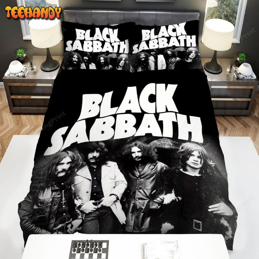 Black Sabbath Members In Black And White Photo Duvet Cover Bedding Sets