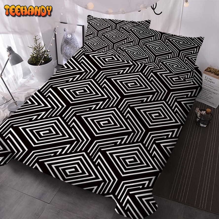 Black White Diamond Geometric Duvet Cover Bedding Sets