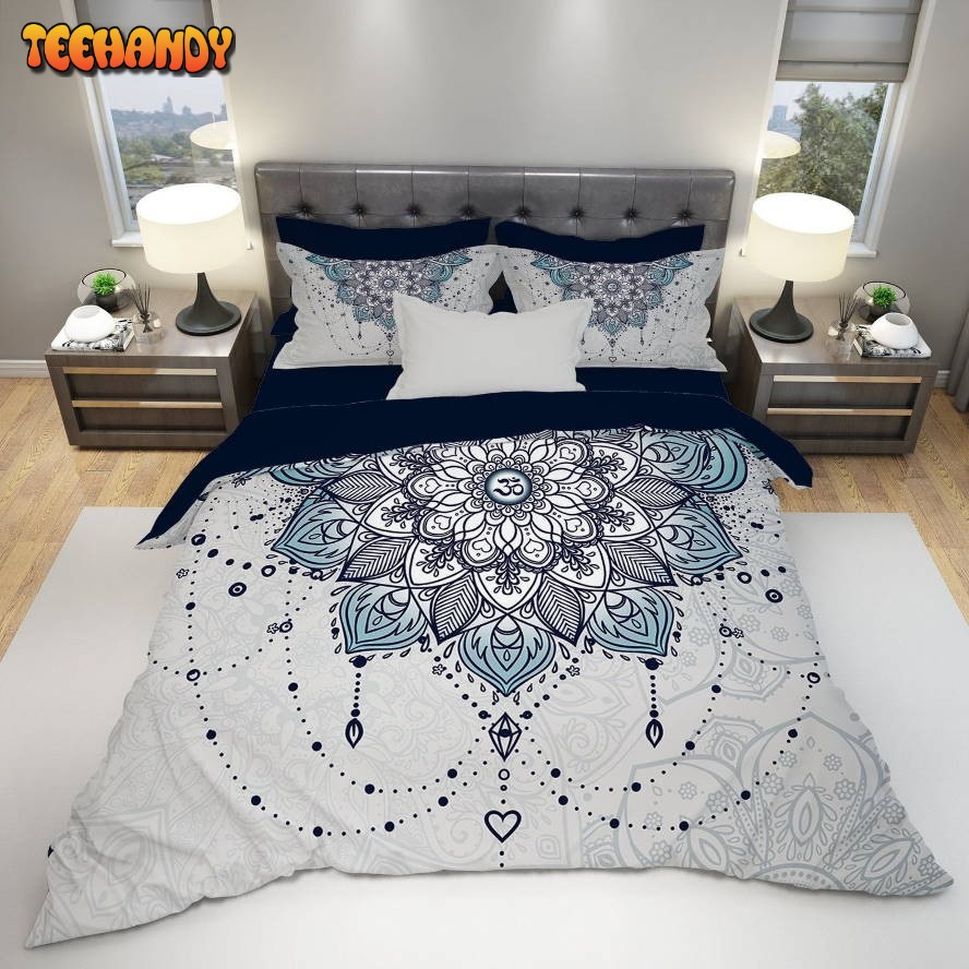 Blue And Gray Mandala Bed Sheets Duvet Cover Bedding Sets