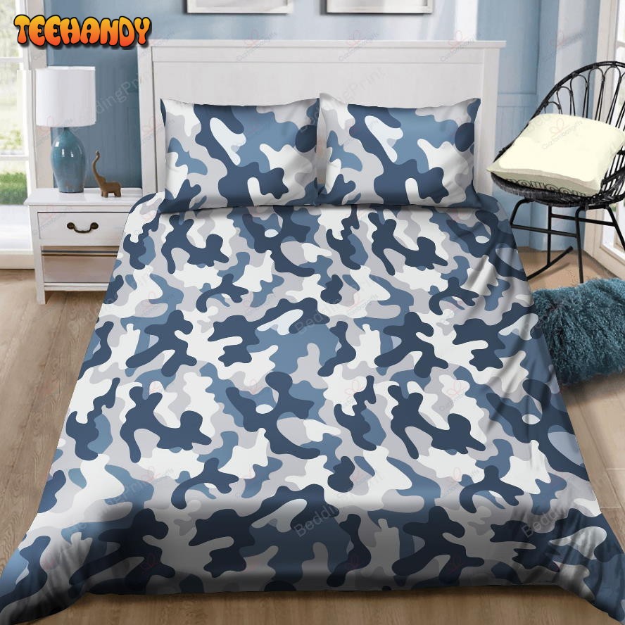 Blue And White Camouflage Pattern Duvet Cover Bedding Sets