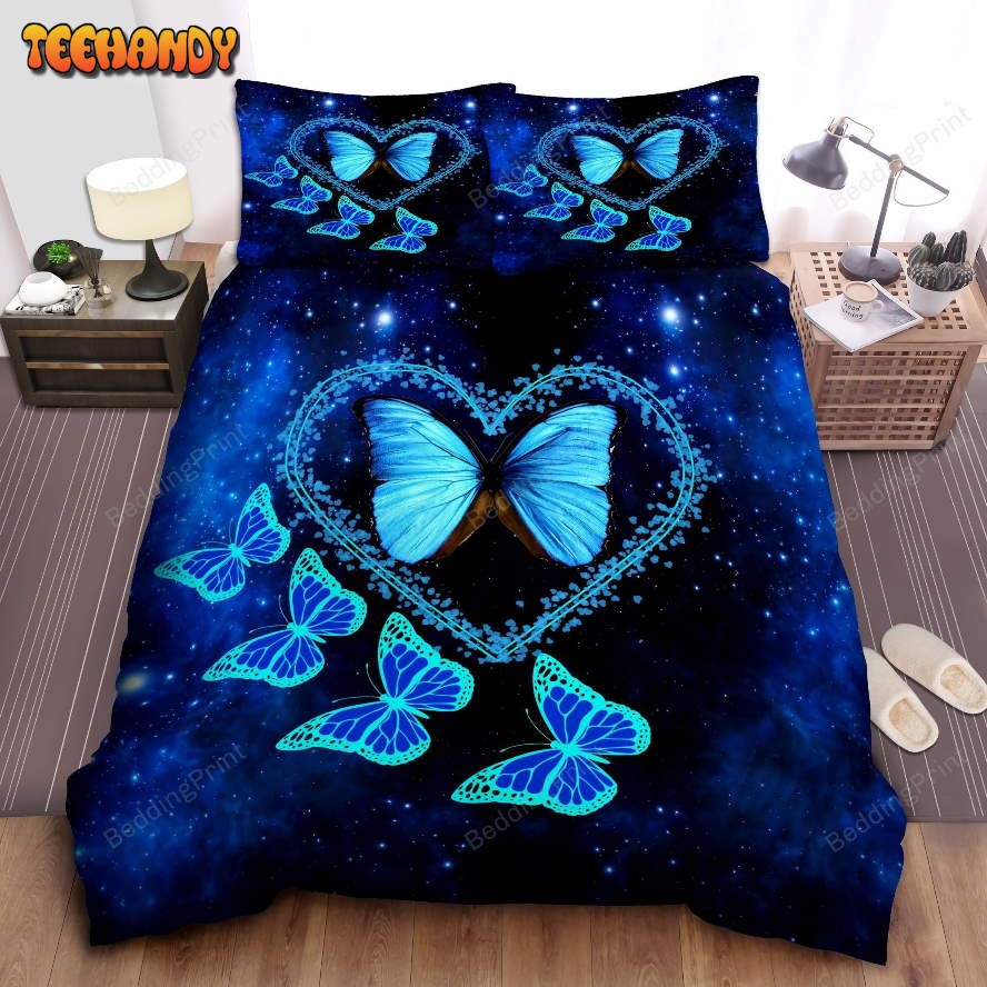 Blue Butterfly Bed Sheets Duvet Cover Bedding Sets