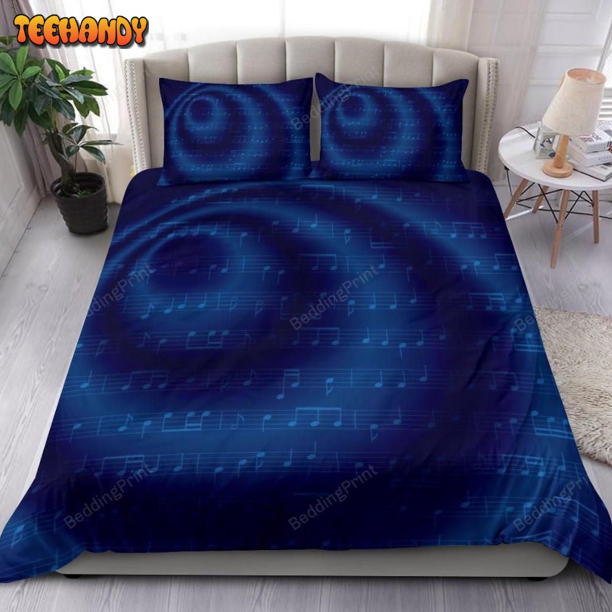 Blue Music Notes Duvet Cover Bedding Sets